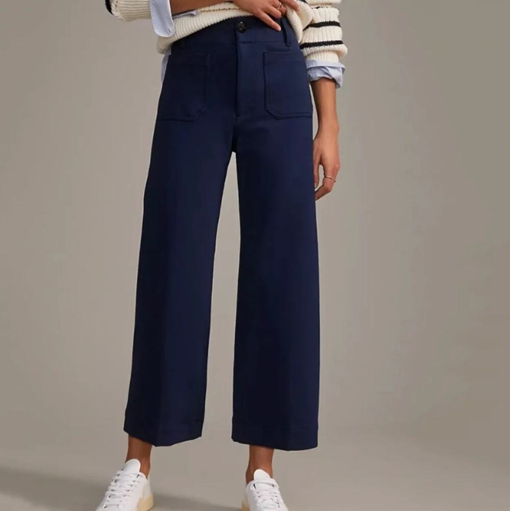 Anthropologie Maeve The Colette Ponte Crop Wide-Leg Pants Size 27
